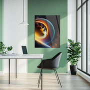 Celestial Ringscape – Glowing Planet with Rings UV Glass Wall Art - KAFCD099