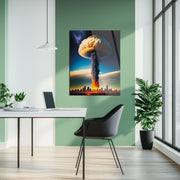 Apocalyptic Explosion – Futuristic City Blast UV Glass Wall Art- KAFCD101