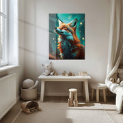 Mystical Fox Gaze in Enchanted Forest – UV Printed Glass Wall Art - KAFCD104