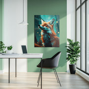 Mystical Fox Gaze in Enchanted Forest – UV Printed Glass Wall Art - KAFCD104