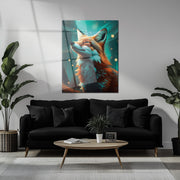 Mystical Fox Gaze in Enchanted Forest – UV Printed Glass Wall Art - KAFCD104
