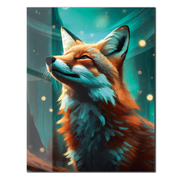 Mystical Fox Gaze in Enchanted Forest – UV Printed Glass Wall Art - KAFCD104