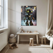 Futuristic Neon-Eyed Robot Character – UV Printed Glass Wall Art - KAFCD105