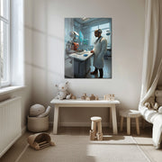 Futuristic Doctor and Robot Patient – UV Printed Glass Wall Art for Sci-Fi Lovers - KAFCD107