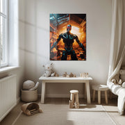 Dystopian Cyborg Encounter – UV Printed Sci-Fi Glass Wall Art for Futuristic Decor - KAFCD108