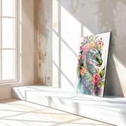 Floral Serpent Portrait – Watercolor Style UV Glass Wall Art with Botanical Snake Design - KAFCD109