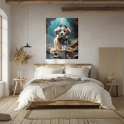 Adventure Puppy Portrait – Cute Explorer Dog UV Glass Wall Art for Pet Lovers - KAFCD110