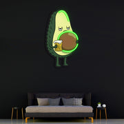 Avocado Beer UV Printed Neon, Beer Neon Wall Art, Avocado Neon Light Sign