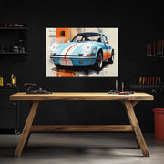 Retro Racing Car Neon Wall Art - UV Printed LED Plexiglass Sign for Garage, Man Cave & Classic Car Fans - Adjustable Light and Free Shipping