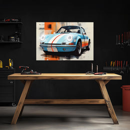 Retro Racing Car Neon Wall Art - UV Printed LED Plexiglass Sign for Garage, Man Cave & Classic Car Fans - Adjustable Light and Free Shipping