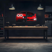 Large Two-Piece Sports Car Wall Art - Neon Racing Car Decor for Garage & Man Cave - Automotive Gift for Car Enthusiasts - Free Shipping