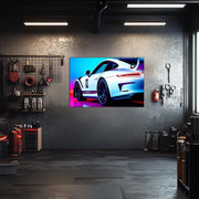Sports Car Neon Wall Art – Large LED Garage Decor – Racing Car Gift for Men – Car Enthusiast Poster – Free Shipping & 14-Day Returns