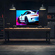 Sports Car Neon Wall Art – Large LED Garage Decor – Racing Car Gift for Men – Car Enthusiast Poster – Free Shipping & 14-Day Returns