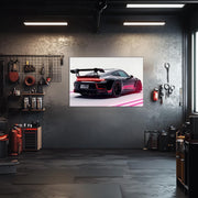 Race Car Neon Wall Art - UV Printed LED Plexiglass Sign for Garage, Man Cave & Track Lovers - Adjustable Light and  Free Shipping