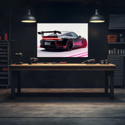 Race Car Neon Wall Art - UV Printed LED Plexiglass Sign for Garage, Man Cave & Track Lovers - Adjustable Light and  Free Shipping