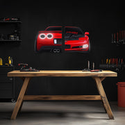 Large Two-Piece Sports Car Wall Art - Neon Racing Car Decor for Garage & Man Cave - Automotive Gift for Car Enthusiasts - Free Shipping