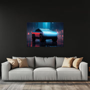 Cybertruck Style Neon Wall Art – UV Printed LED Plexiglass Sign for Garage or Tech Room | Electric Truck Gift | Free Shipping