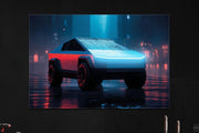 Cybertruck Style Neon Wall Art – UV Printed LED Plexiglass Sign for Garage or Tech Room | Electric Truck Gift | Free Shipping