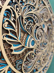 3D Koi Fish Mandala Wall Art – Layered Wood Wall Decor | Symbol of Perseverance & Growth | Hand Painted MDF | 50-75-100cm | Free Express