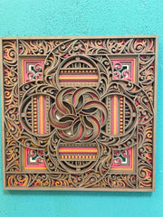 Multi-layer wooden wall art, Handcrafted Mandala Panel | 8 Layer Square Wood Wall Art  | Raw or Painted Option | 50-75-100cm | 3D Boho Decor