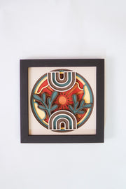 Layered Rainbow Wall Art, 3D Boho Sun Mandala Decor, Handmade Botanical Shadow Box, Ready to Hang, Free Shipping