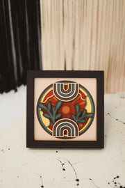 Layered Rainbow Wall Art, 3D Boho Sun Mandala Decor, Handmade Botanical Shadow Box, Ready to Hang, Free Shipping