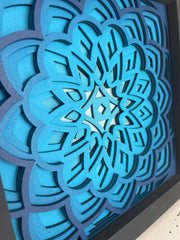 Blue Mandala Wood Art – 7 Layer Laser Cut Wall Decor – Boho Meditation Gift – Handmade Zen Room Accent – Free Express Shipping
