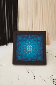 Blue Mandala Wood Art – 7 Layer Laser Cut Wall Decor – Boho Meditation Gift – Handmade Zen Room Accent – Free Express Shipping
