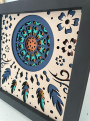 Boho Dreamcatcher Wall Art, Layered Mandala Decor with Feathers, 3D Tribal Shadow Box, Handmade & Ready to Hang, Free Shipping