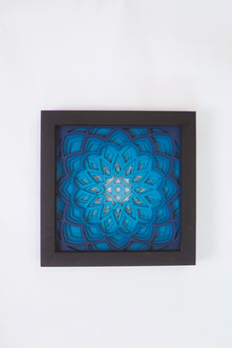 Blue Mandala Wood Art – 7 Layer Laser Cut Wall Decor – Boho Meditation Gift – Handmade Zen Room Accent – Free Express Shipping