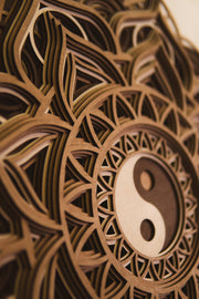 Multi-layer wooden wall art,Yin Yang Mandala Wall Art– 6 Layer Wooden Wall Decor in 3 Sizes – Spiritual Zen Room Decor–Free Express Shipping