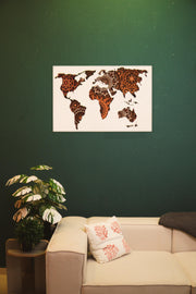 Wooden World Map Wall Art 8-Layer | Laser Cut Mandala Design | Boho Travel Decor | Multiple Sizes | Handmade | Free Express Shipping