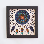 Boho Dreamcatcher Wall Art, Layered Mandala Decor with Feathers, 3D Tribal Shadow Box, Handmade & Ready to Hang, Free Shipping