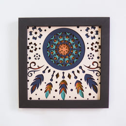 Boho Dreamcatcher Wall Art, Layered Mandala Decor with Feathers, 3D Tribal Shadow Box, Handmade & Ready to Hang, Free Shipping