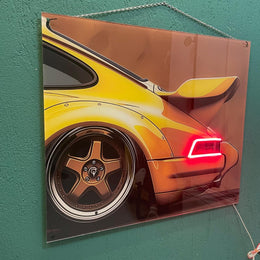 Acrylic Poster with Neon Lights , Custom LED Backlit Wall Art , High,Quality Automotive Poster for Car Enthusiasts, Gifting