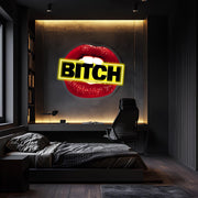 Bitch Neon Sign with Lips – Bold LED Wall Art for Bedroom or Lounge – Custom Plexiglass Neon with Free Shipping