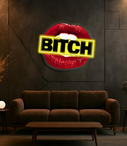Bitch Neon Sign with Lips – Bold LED Wall Art for Bedroom or Lounge – Custom Plexiglass Neon with Free Shipping