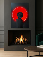 Mystery Man Neon Sign – Red Circle LED Wall Art on Plexiglass – Minimalist Dark Portrait Decor with Free Shipping