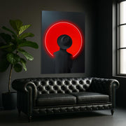 Mystery Man Neon Sign – Red Circle LED Wall Art on Plexiglass – Minimalist Dark Portrait Decor with Free Shipping