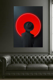 Mystery Man Neon Sign – Red Circle LED Wall Art on Plexiglass – Minimalist Dark Portrait Decor with Free Shipping