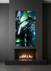 Green Sport Bike Neon Poster | LED UV Print Motorcycle Wall Art for Garage & Man Cave – Free Remote