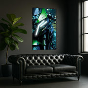 Green Sport Bike Neon Poster | LED UV Print Motorcycle Wall Art for Garage & Man Cave – Free Remote