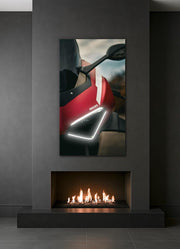 Italian Red Sport Motorcycle Neon Poster | UV Print LED Wall Art for Garage or Man Cave | Modern Motorcycle Decor with Remote Dimmer