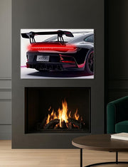 Rear View Luxury Sport Car Neon Wall Art | UV Printed LED Car Poster for Man Cave, Garage or Game Room Decor