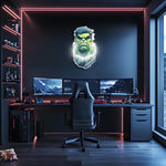 Green Rage Hero Neon Sign | Comic Style Plexiglass Wall Art | Gamer Room UV LED Decor