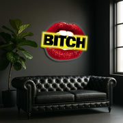 Bitch Neon Sign with Lips – Bold LED Wall Art for Bedroom or Lounge – Custom Plexiglass Neon with Free Shipping