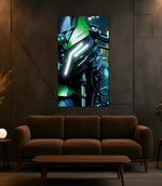 Green Sport Bike Neon Poster | LED UV Print Motorcycle Wall Art for Garage & Man Cave – Free Remote