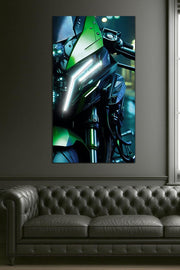 Green Sport Bike Neon Poster | LED UV Print Motorcycle Wall Art for Garage & Man Cave – Free Remote