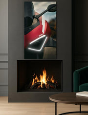 Italian Red Sport Motorcycle Neon Poster | UV Print LED Wall Art for Garage or Man Cave | Modern Motorcycle Decor with Remote Dimmer