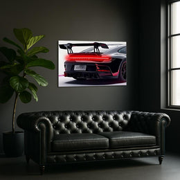 Rear View Luxury Sport Car Neon Wall Art | UV Printed LED Car Poster for Man Cave, Garage or Game Room Decor